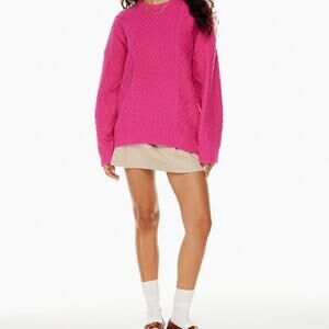 Aritzia Sunday Best Peggy Sweater Cable Knit Merino Wool Small Ultra Pink